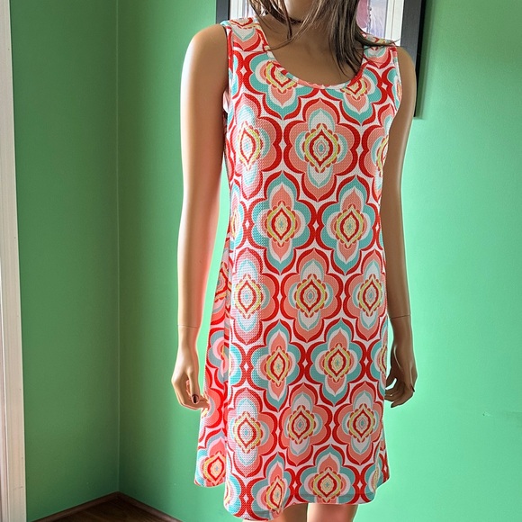 🧡🧡EUC Ronni Nicole Multicolor Geometric Midi Dress🧡🧡